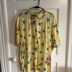 Cartoon Network Adventure Time Yellow button down Shirt